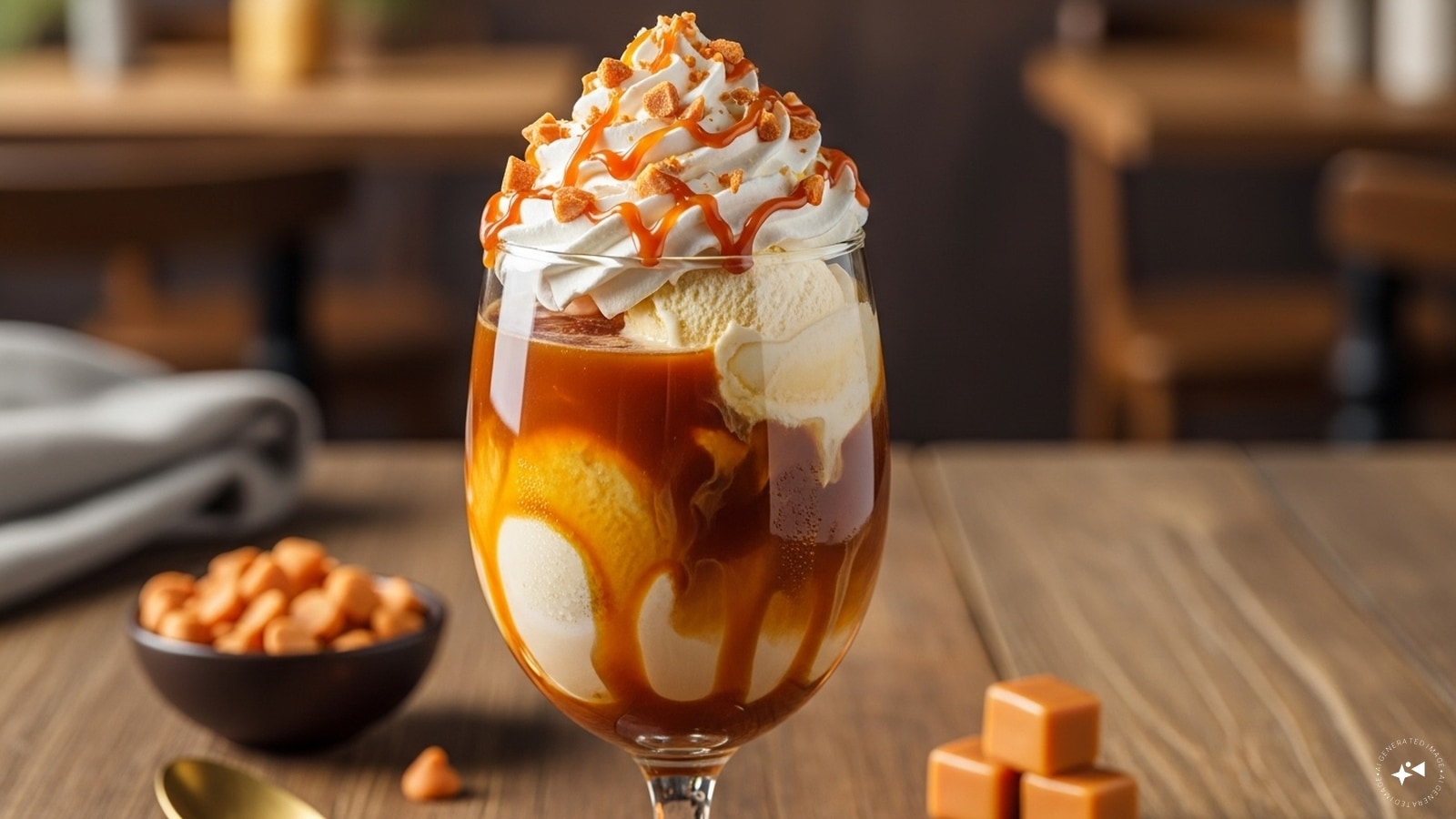  Caramel Cold Coffee: Indianized cold coffee, flavored with butterscotch or caramel, topped with ice cream or whipped cream.