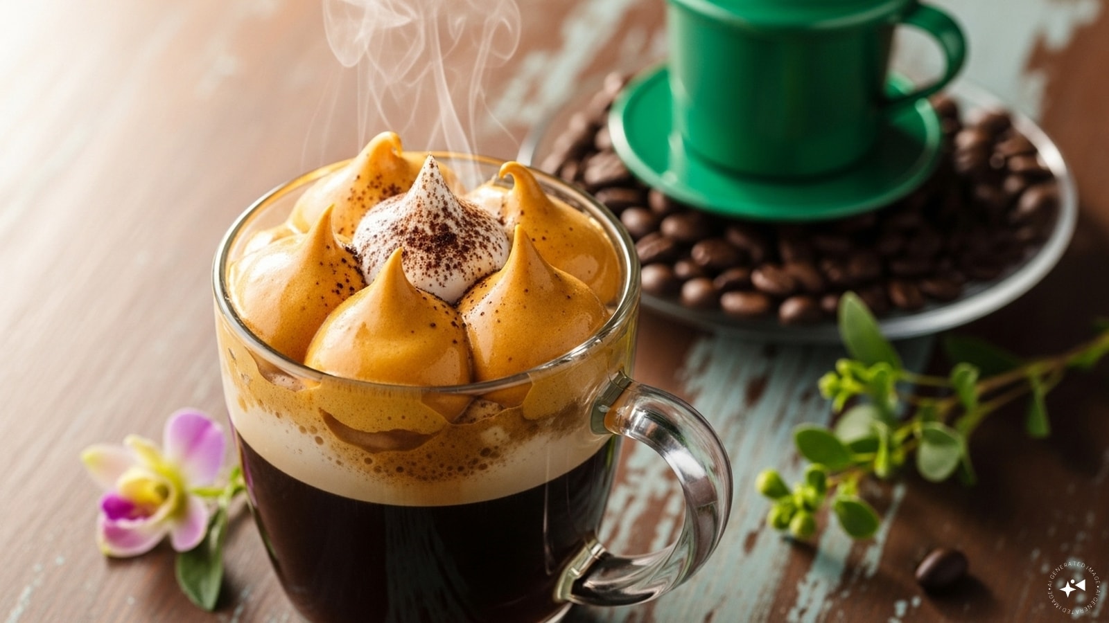 Creamy Vietnamese Egg Coffee: A rich combo of whipped egg yolk and condensed milk atop strong coffee, this got trending in gourmet cafes and foodie content.