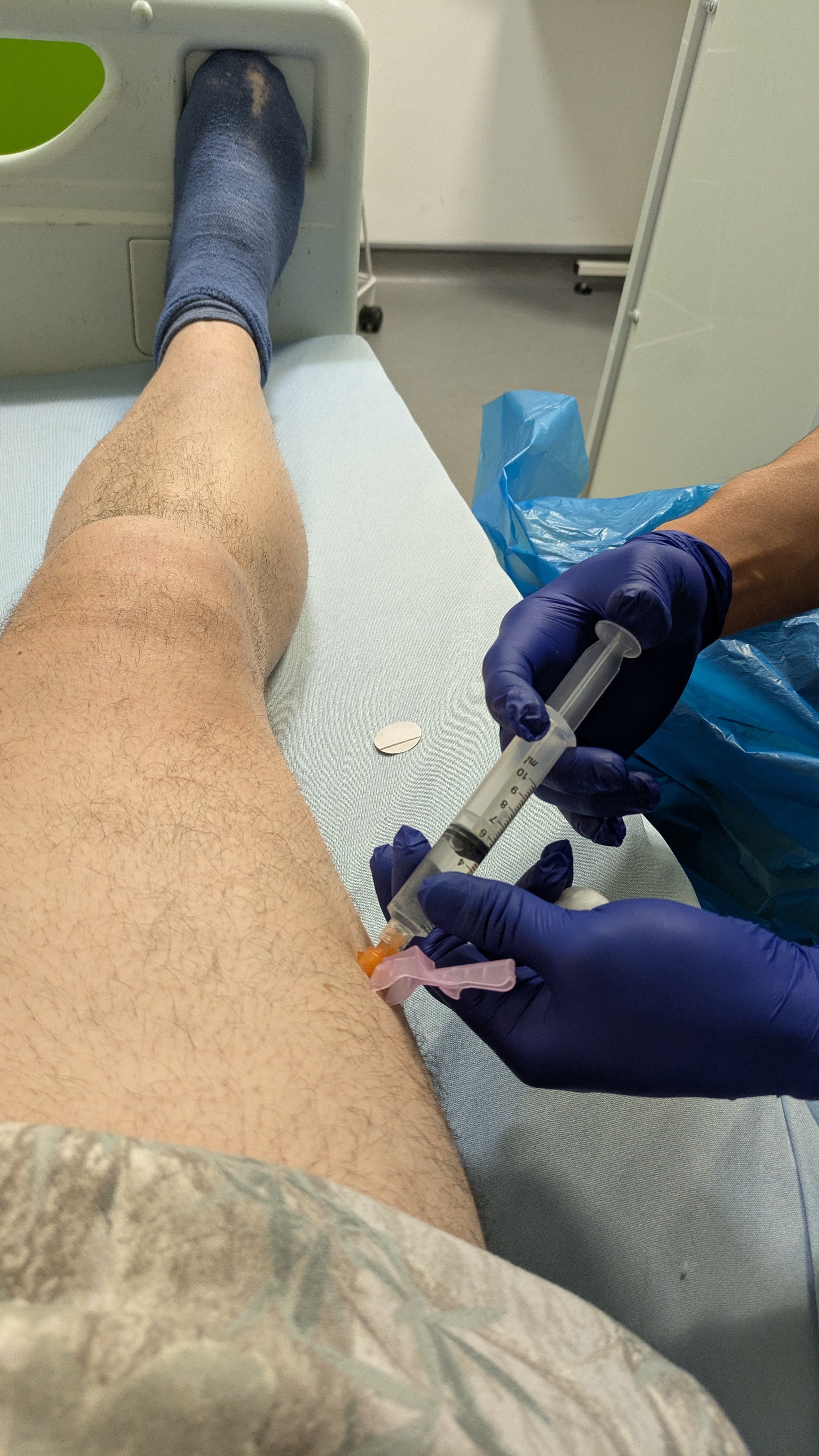 Mat is receiving an injection of Denosumab to help strengthen his bones and prevent fractures from secondary bone cancer