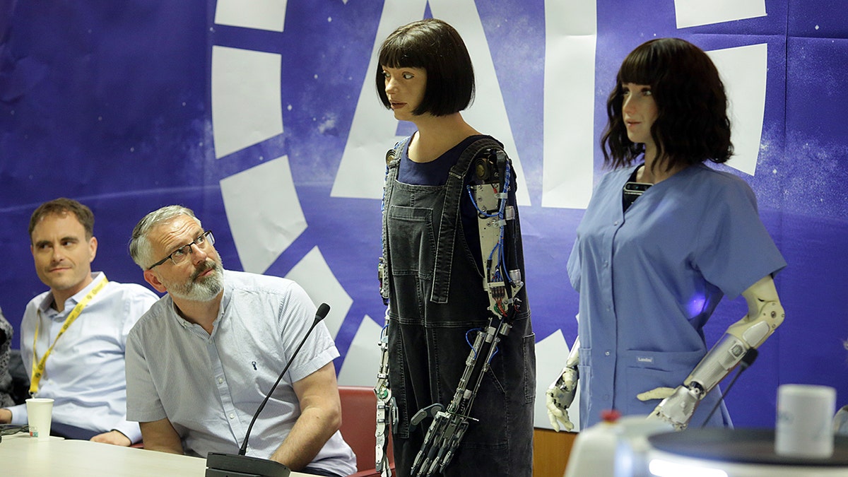 Ai-Da robot at AI conference in 2023