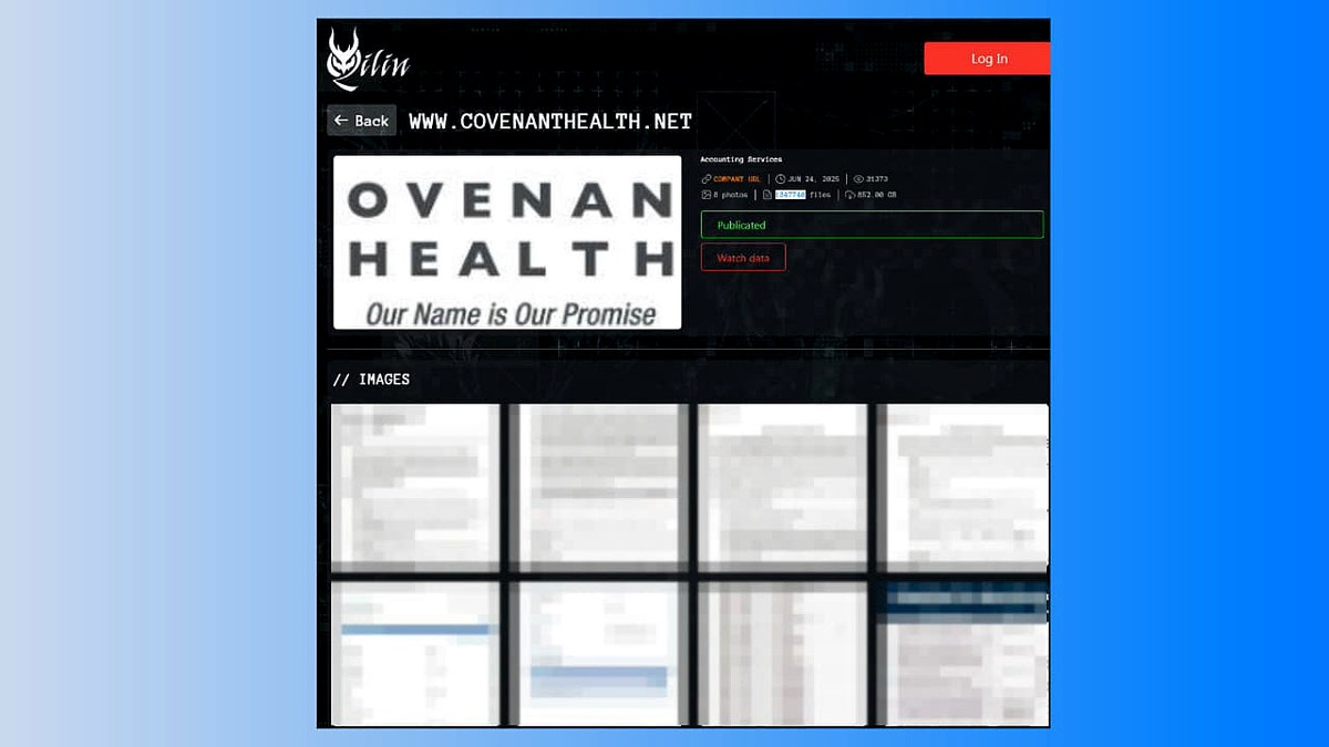 A webpage with Covenant Health information